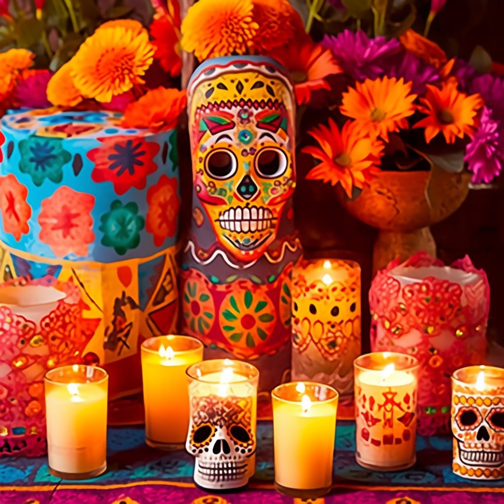 Day Of The Dead Commemorative Candles - Mexicada