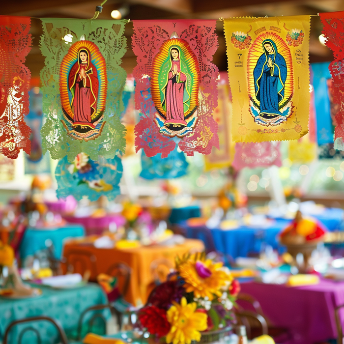 Religious Icons In Mexican Party Decorations