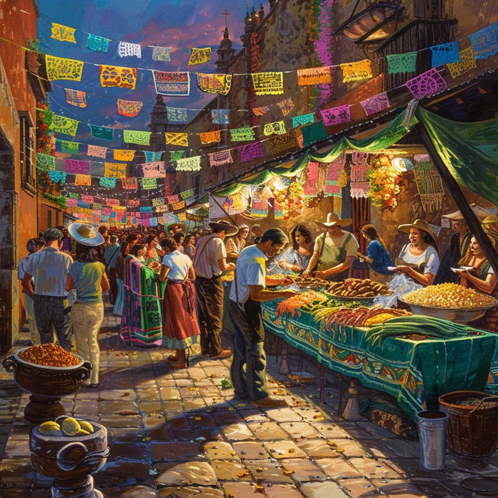 Montando un puesto de comida en fiestas callejeras mexicanas. - Mexicada