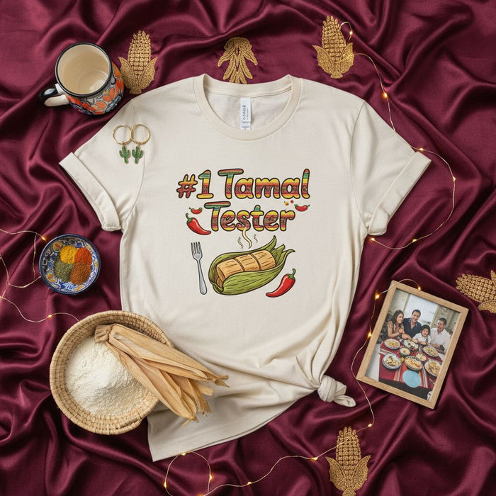 #1 Tamal Tester Funny Tamale T-Shirt Mexican Food Lover Gift Christmas Holiday Family Fiesta Corn Husk Short Sleeve Tee Shirt Mexicada