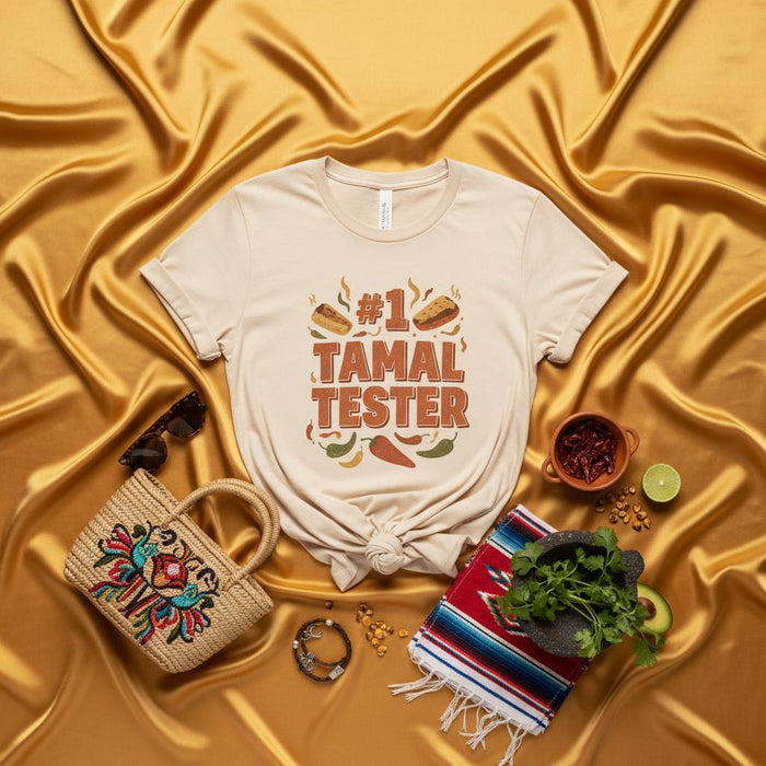 #1 Tamal Tester Shirt Funny Tamale Lover Mexican Foodie Gift Tee Unisex T-Shirt with Chili Peppers and Tamales Graphic Design for Men and Women under 240 Characters. Mexicada