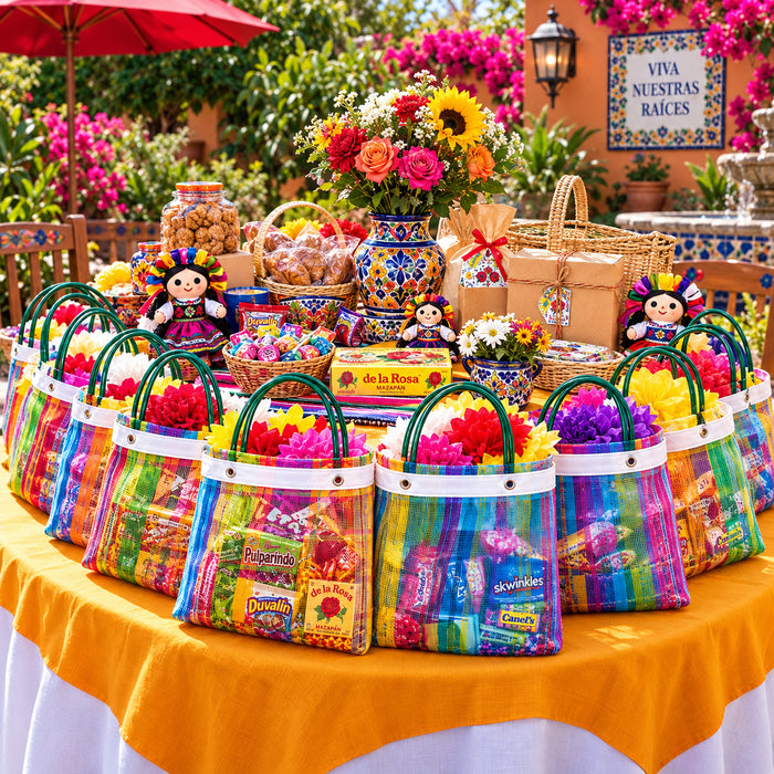 Sacs à bonbons cadeaux authentiques type fourre-tout mexicain | Multicolores