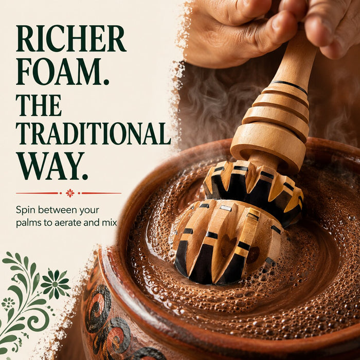 Elegantly Handcrafted, Authentic Mexican Hot Chocolate Stirrer (Molinillo De Madera)