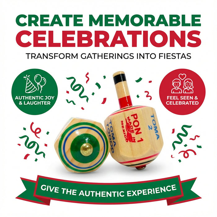 Authentic Mexican Wood Spinning Top Game (Pirinola Toma Todo) - Assorted Colors