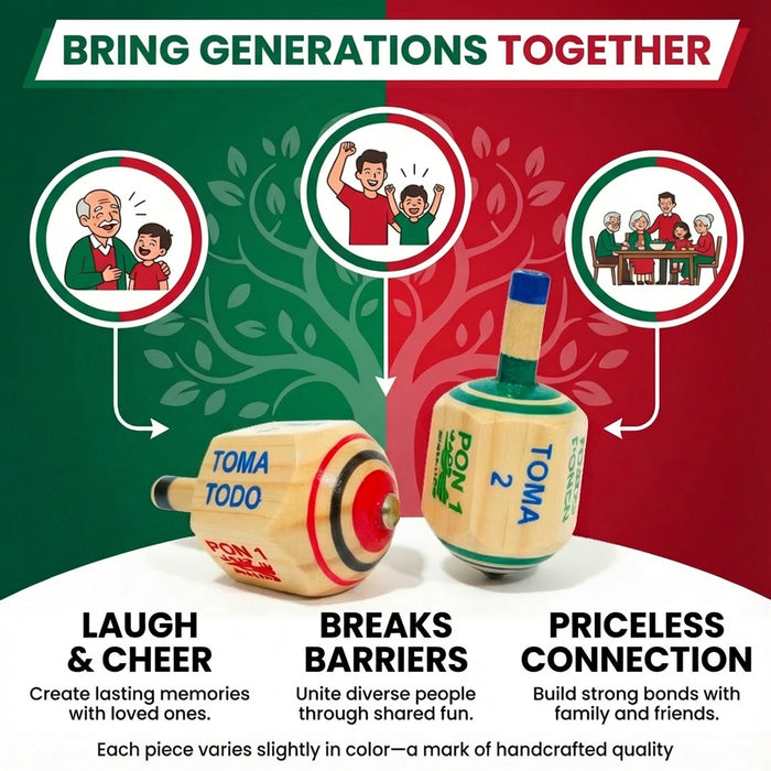 Authentic Mexican Wood Spinning Top Game (Pirinola Toma Todo) - Assorted Colors