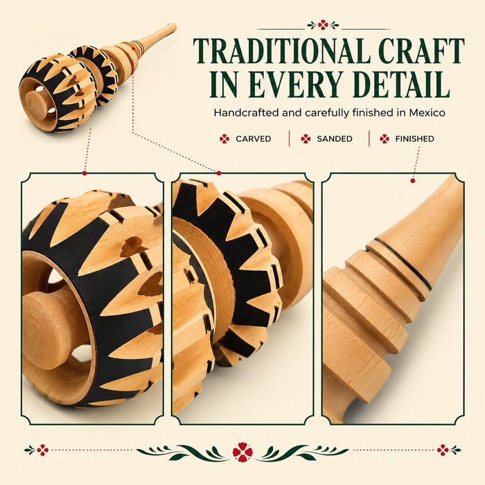 Elegantly Handcrafted, Authentic Mexican Hot Chocolate Stirrer (Molinillo De Madera)