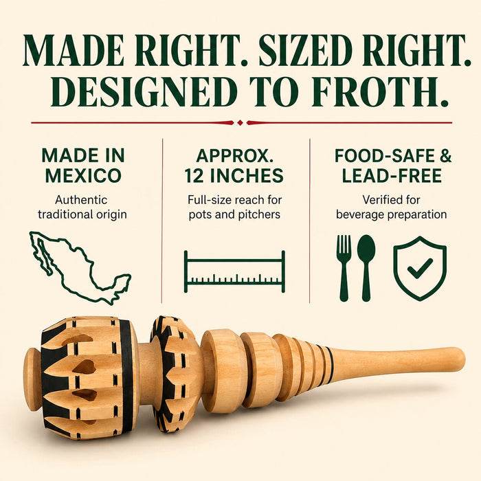 Elegantly Handcrafted, Authentic Mexican Hot Chocolate Stirrer (Molinillo De Madera)