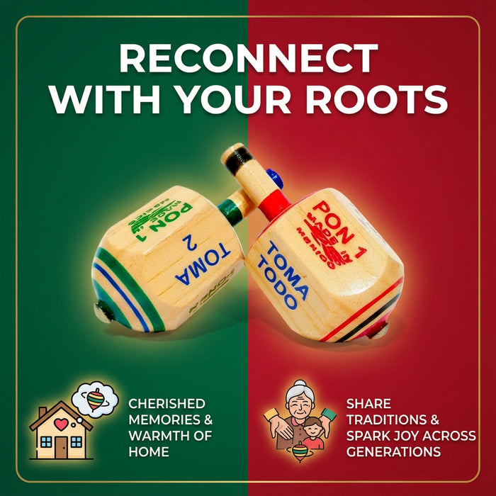 Authentic Mexican Wood Spinning Top Game (Pirinola Toma Todo) - Assorted Colors