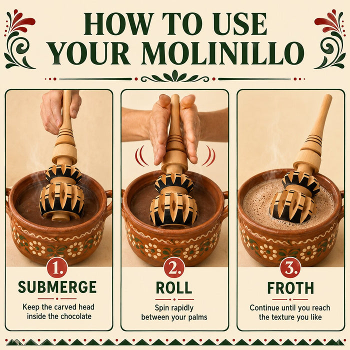 Elegantly Handcrafted, Authentic Mexican Hot Chocolate Stirrer (Molinillo De Madera)