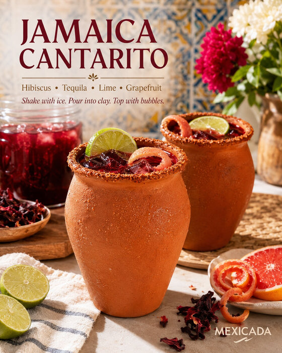 Authentic Mexican Handcrafted Natural Clay Cups (Cantaritos Jarros) | Lead-Free, Unglazed, 16 Oz