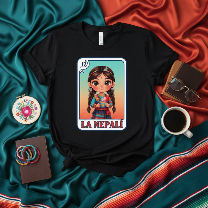 La T-shirt Unisex per Ragazza Kawaii Carina con Carta della Lotteria 17, Regalo Unico Cultura Sud Asiatico Nepalese