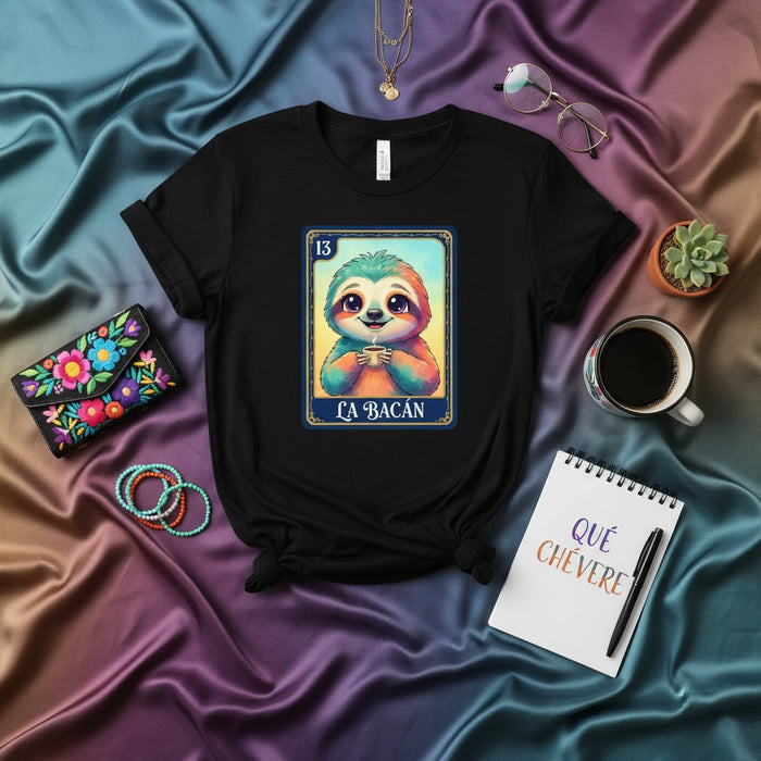 LA BACÁN Sloth Coffee Lotería Card 13 Unisex T-Shirt Cute Funny Mexican Bingo Game Tee Gift Idea for Women and Men