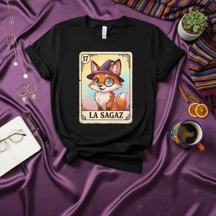 La Lotería Maglia T-Shirt con Volpe Furba Cappello da Strega e Grafica Animale Idea Regalo Unisex