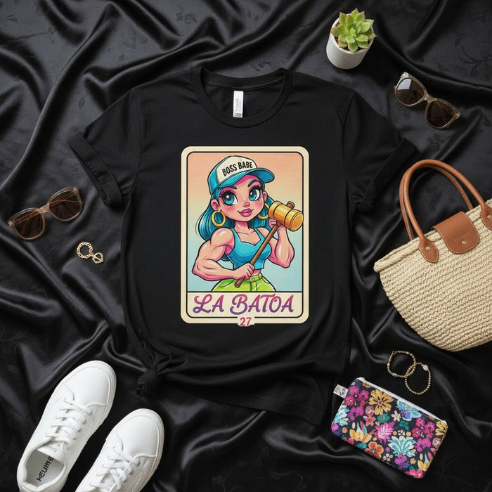 LA BATOA Boss Babe T-Shirt, Modern Loteria Card Design, Strong Woman Graphic Tee, Mexican Bingo Inspired Game Night Shirt, Feminist Latina Gift Top