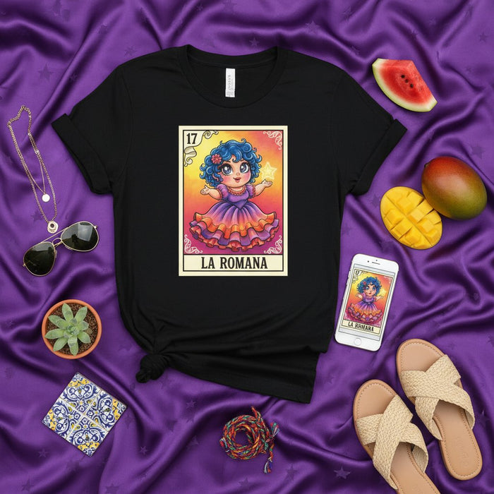 Camiseta Lotería La Romana Chica Dibujo Animado Estrella Bingo Mexicano Regalo para Ella