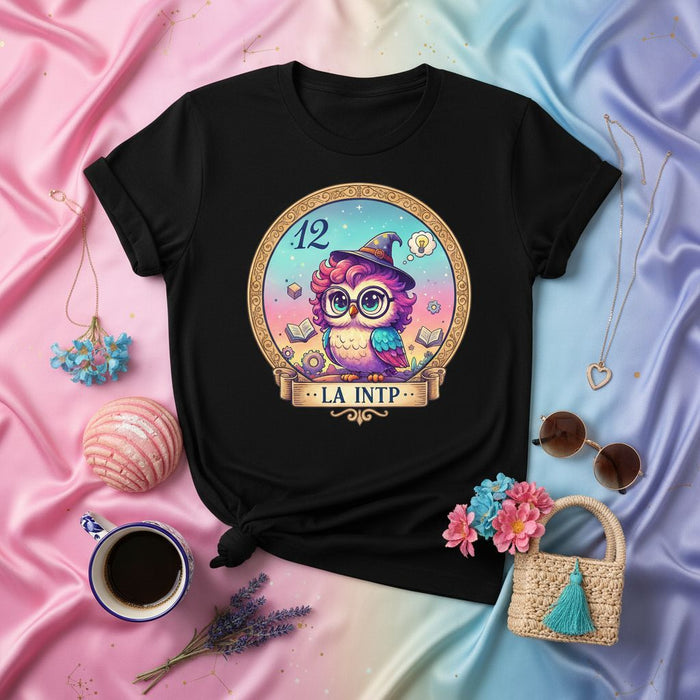Camiseta gráfica mística de carta de Lotería de Búho INTP, Bruja linda, número 12, personalidad MBTI