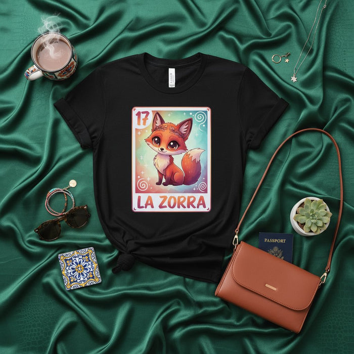 ZORRA Linda Camiseta Chibi Zorro Lotería Carta 17 Juego Bingo Mexicano Gráfico Idea Regalo Estilo Unisex