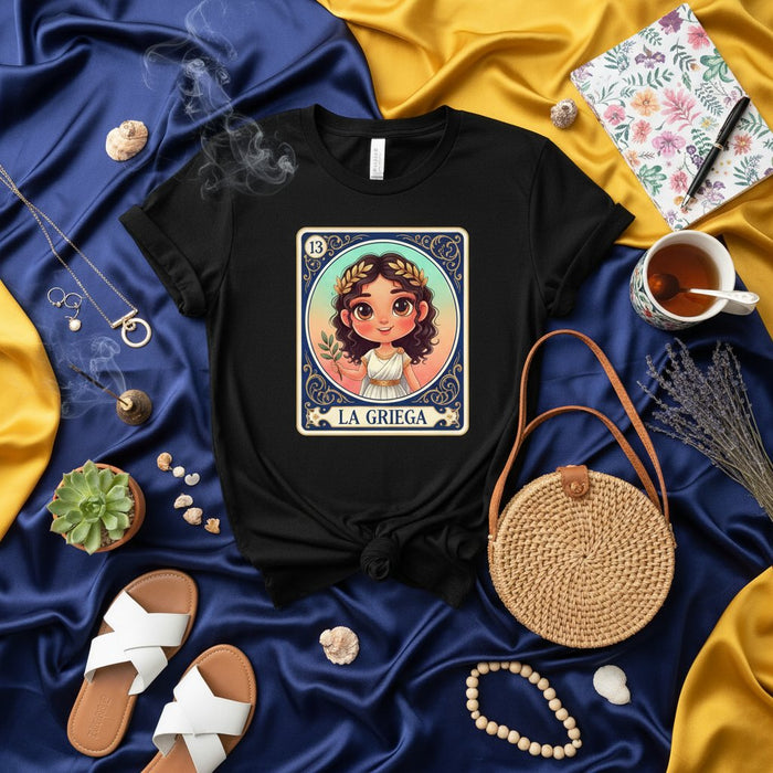 Diosa Griega Linda Kawaii La Loteria Carta 13 Camiseta, Estética Mitología Griega, Regalo Diosa Romana Único Mujer, Camisa Unisex Estilo Mediterráneo Boho