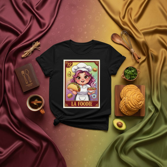 Chef Adorable Foodie Lotería Camiseta | Gráfico Amante de la Comida | Unisex Estilo Bingo Mexicano | Regalo Divertido para Cocinero Panadero Taco Donut Fan