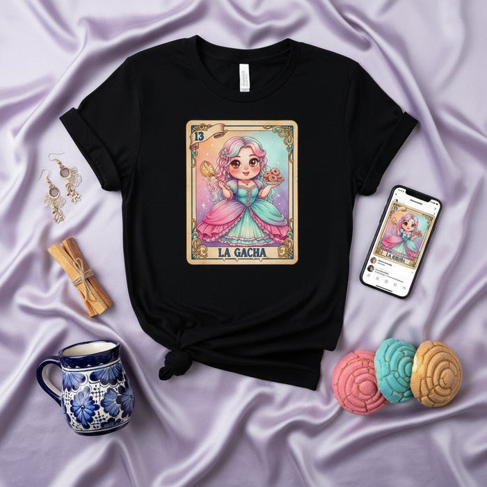 Camiseta LA GACHA Kawaii Princesa Pastel Personaje Lotería Anime Linda Gráfico Gamer Girl Regalo Ropa Estética Unisex