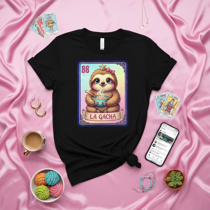 Camiseta Unisex Tarjeta Lotería Perezoso Lindo Diseño Bingo Mexicano Camisa Animal Kawaii Graciosos Regalo