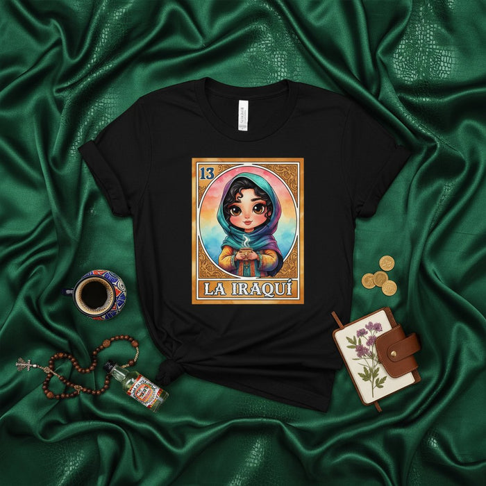 La Iraquí Tarjeta de Lotería Camiseta, Número 13 Juego de Bingo Mexicano Playera, Gráfico de Arte Cultural, Regalo Unisex para Ella