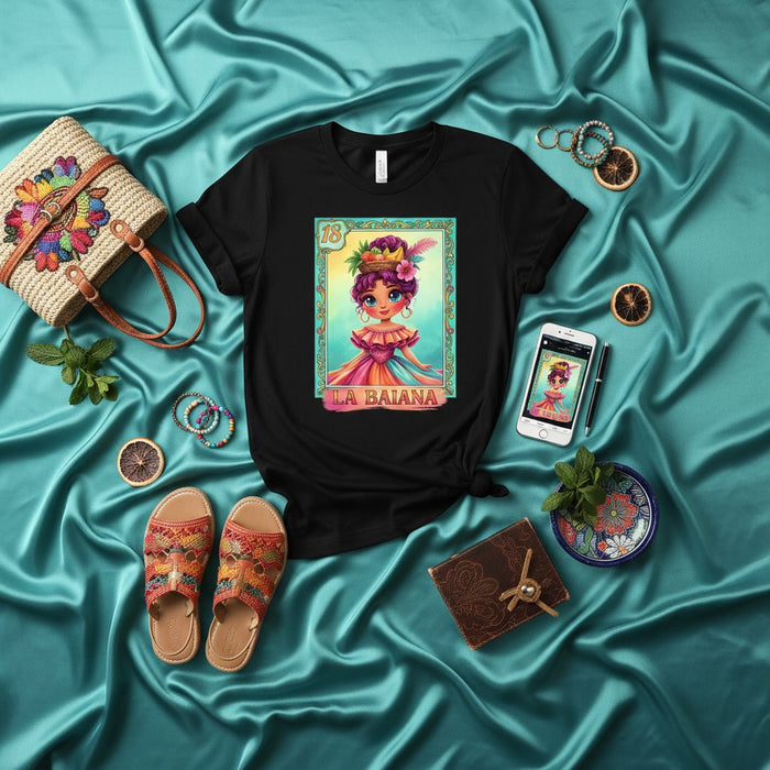 La Playera Unisex Carta 18 La Lotería, Camiseta de Arte de Juego de Bingo Mexicano, Ropa Gráfica Estilo Pin-up de Dibujos Animados Lindos, Ropa de Fiesta de Cultura Vibrante