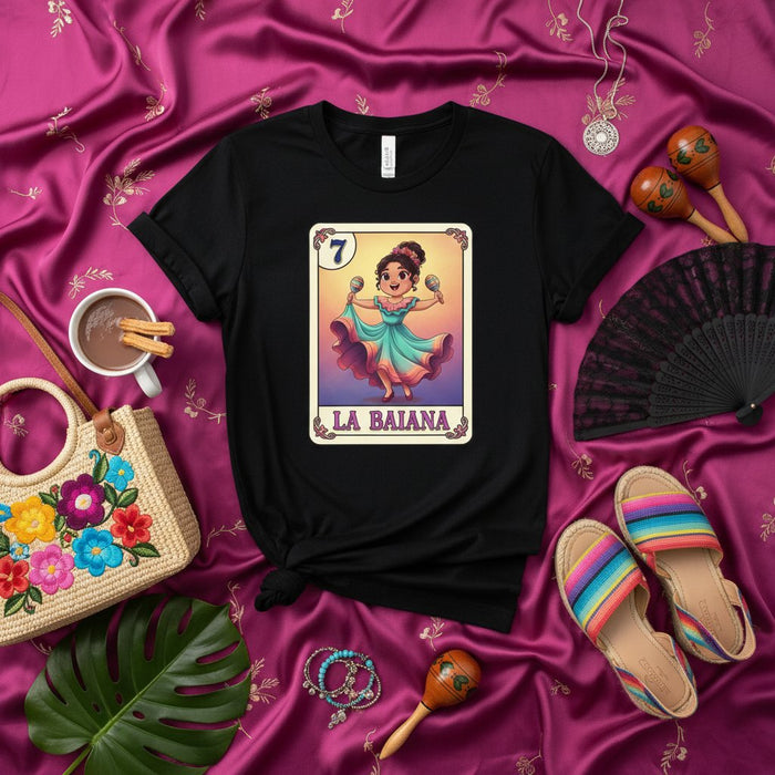 Camiseta La Baiana Lotería Gráfico Bingo Mexicano Número 7 Cultura Tradicional Fiesta Regalo Unisex