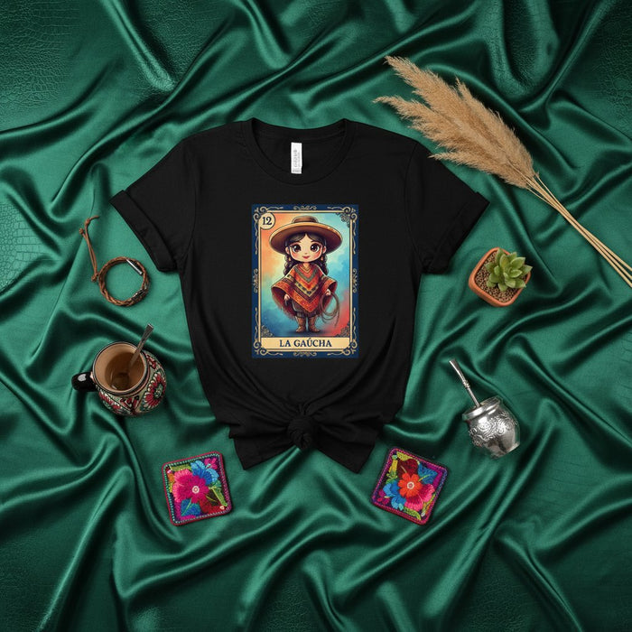 LA GAUCHA Linda Camiseta Unisex 12 de La Lotería, Diseño de Poncho de Gaucha Argentina, Camiseta de Arte de Juego de Bingo Mexicano Tradicional, Camisa de Regalo de Folklore Sudamericano, Ropa de Cultura Latinx