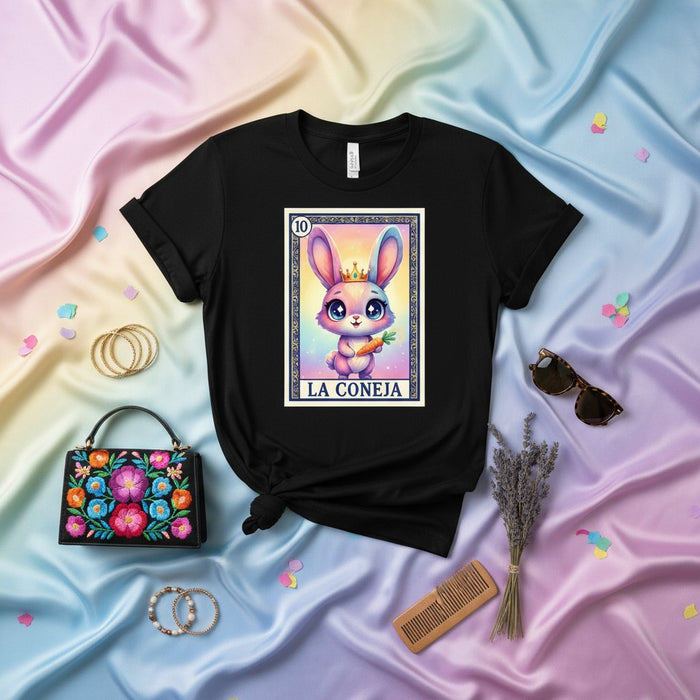 LA CONEJA Linda Camiseta de Carta de Lotería de Conejito para Mujer Hombre Bingo Mexicano Kawaii Regalo
