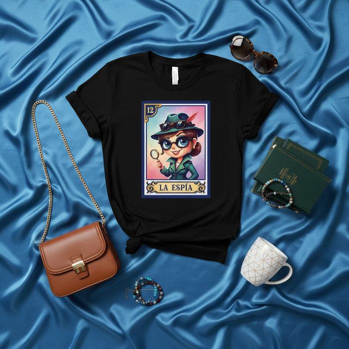 La Espía Detective La Lotería Camiseta, Diseño de Espía para Mujer, Camisa Gráfica Inspirada en la Lotería Mexicana, Regalo Divertido de Agente Unisex