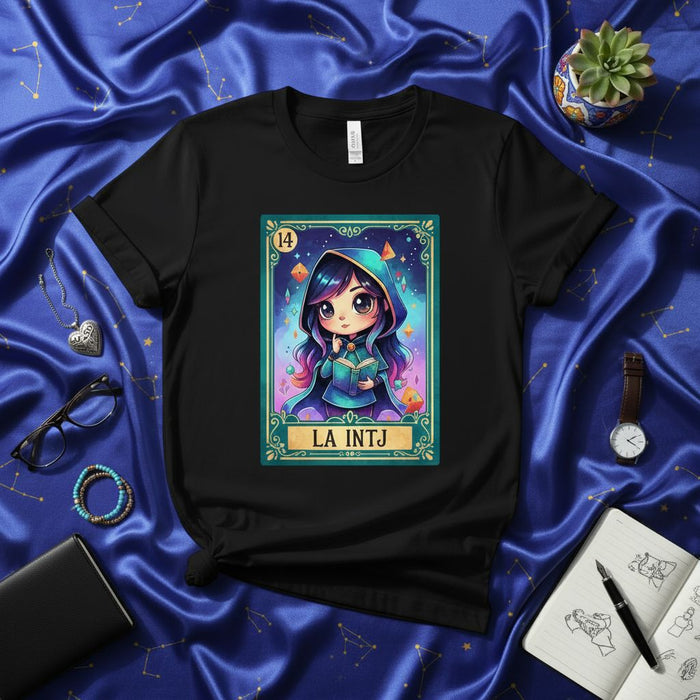 El INTJ El Arquitecto MBTI Personalidad Lotería Tarjeta Camiseta Anime Chibi Mago Bruja Gráfico Regalo para Pensadores Introvertidos y Amantes de los Libros, Diseño Mágico de Galaxia Estrellas Celestiales