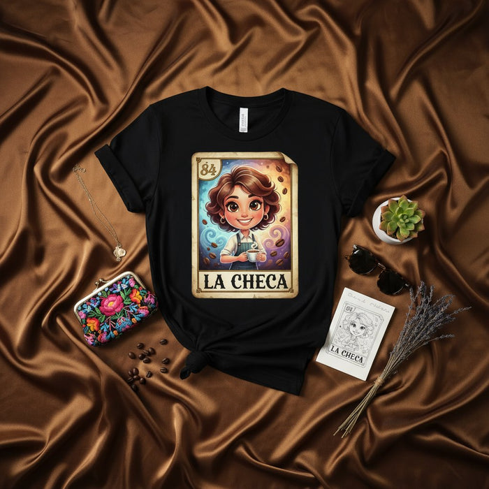 La Checa Linda Barista Latina Amante del Café Camiseta Unisex de Tarjeta de Lotería Regalo para Cumpleaños Aniversario de Mujer