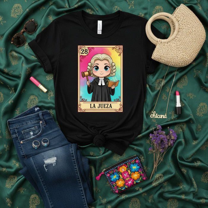 Camiseta Carta de Lotería La Jueza, Diseño Jueza Lindo, Regalo Divertido Profesión Legal, Camiseta Abogado, Regalo Graduación Escuela Derecho Justicia para Mujer, Top Gráfico Unisex