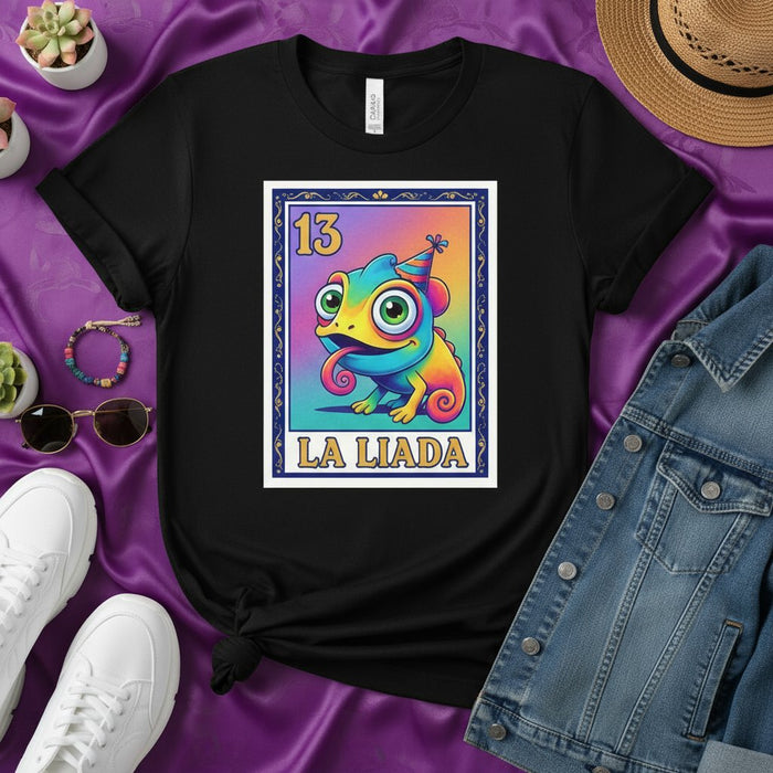 Tarjeta de Lotería Camaleón LA LIADA 13 Camiseta Unisex Arcoíris Fiesta Cumpleaños Gráfica Top Regalo para Él Ella