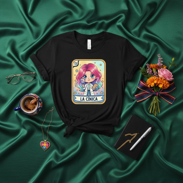 Tarjeta de Lotería Científica Kawaii Camiseta de Mujer Diseño Inspirado en el Juego de Bingo Mexicano Regalo para Médico Enfermera o Técnico de Laboratorio
