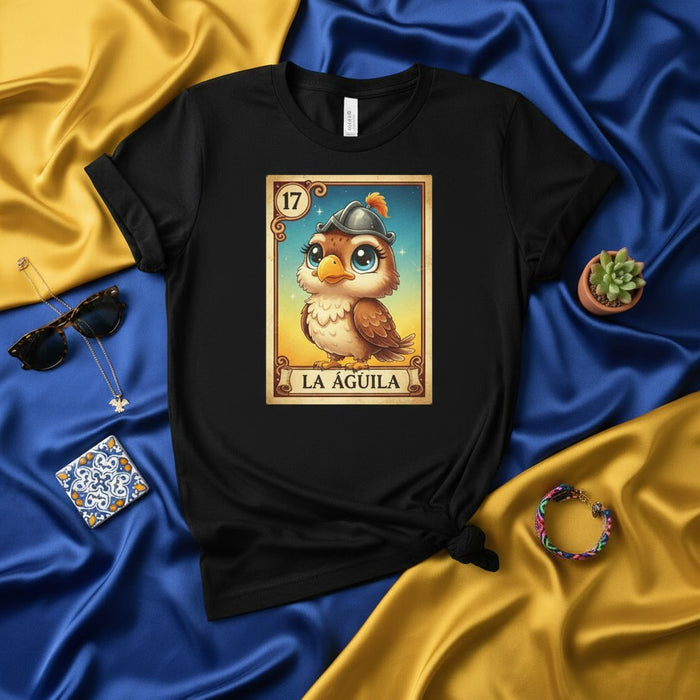 LA ÁGUILA Camiseta de Lotería de Águila, Playera Gráfica Estilo Bingo Mexicano Unisex, Top Mascota Pájaro Número 17, Idea de Regalo de Ropa de Juego Tradicional Divertida