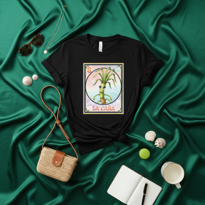 La Camiseta de Carta de Lotería Mexicana LA CAÑA, Gráfico Lindo y Gracioso Kawaii, Diseño de Juego Tradicional, Camiseta Unisex de Regalo