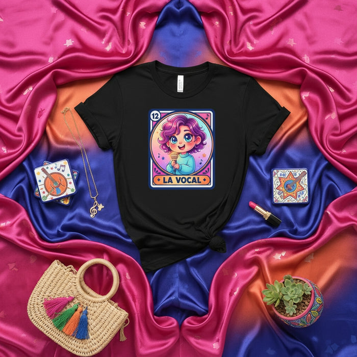 LA VOCAL Loteria Card T-Shirt Cute Singer Character Mexican Bingo Tee Unisex Gift