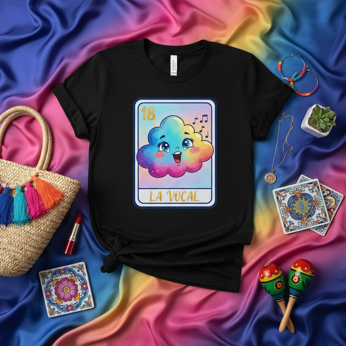 LA VOCAL Cute Rainbow Cloud Loteria Card 18 Graphic T-Shirt Unisex Mexican Bingo Game Tee Gift Idea