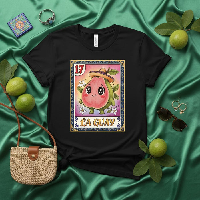 La Guay Cute Guava Loteria Card 17 T-Shirt, Mexican Bingo Game Inspired Unisex Tee, Kawaii Fruit Graphic Shirt, Latinx Culture Gift Idea