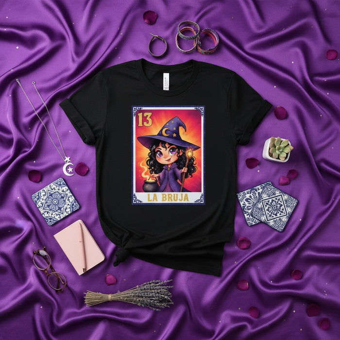 La Bruja Witch Loteria Card Shirt Spooky Cute Cartoon Graphic Tee Halloween Costume Gift Unisex T-Shirt