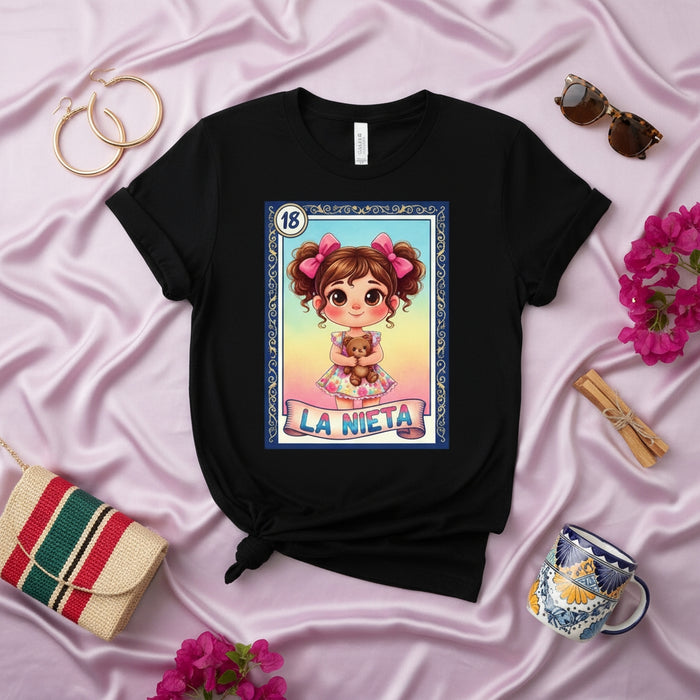 LA NIETA Cute Granddaughter Lotería Card T-Shirt Gift for Abuela Grandparents Day Mexican Bingo Design Tee Shirt