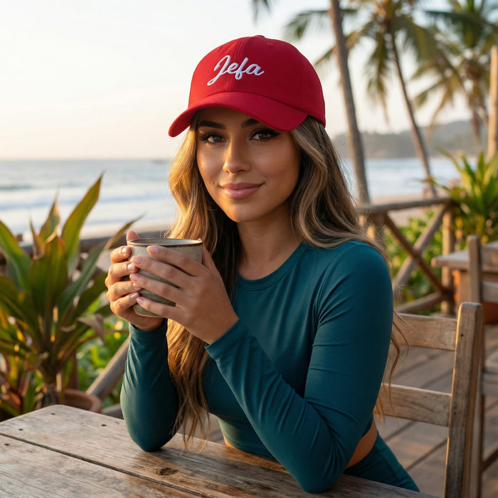 Cappellino "Jefa" Ricamato Stile Dad Hat | Capa, Leadership, Power, Confidence, Reina | J5