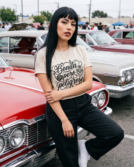 Camiseta Bonita Pero Peligrosa, Calavera de Azúcar, Cita en Español, Día de Muertos, Mexicana, Gráfica para Mujer, Estilo Boho, Diseño Floral