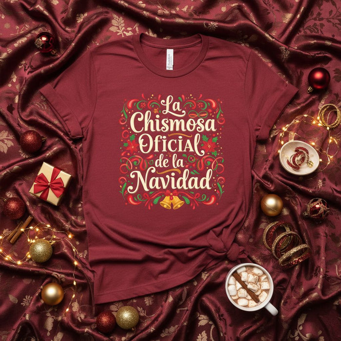 La Chismosa Oficial de la Navidad T-Shirt: Funny Christmas Gossip Shirt, Holiday Family Gathering Tee, Spanish Xmas Party Top, Festive Secret Santa Gift Idea