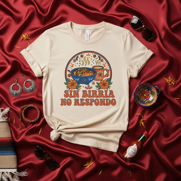Sin Birria No Respondo T-Shirt, Groovy Birria de Chivo Stew Mexican Food Shirt, Retro Comfort Colors Tee, Hispanic Food Lover Gift, Funny Foodie Shirt