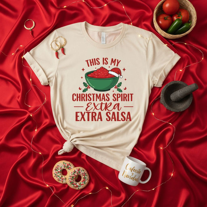 This Is My Christmas Spirit Extra Extra Salsa T-Shirt Funny Xmas Mexican Food Tee Holiday Party Fiesta Gift Unisex Shirt
