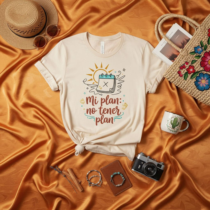 Mi plan: no tener plan - Spanish T-Shirt, No Plan Plan Tee, Funny Vacation Shirt, Summer Relax Tee, Calendar Cross Out Shirt, Travel T-Shirt, Unisex Shirt Gift, Spanish Quote Shirt, Casual Summer Outfit