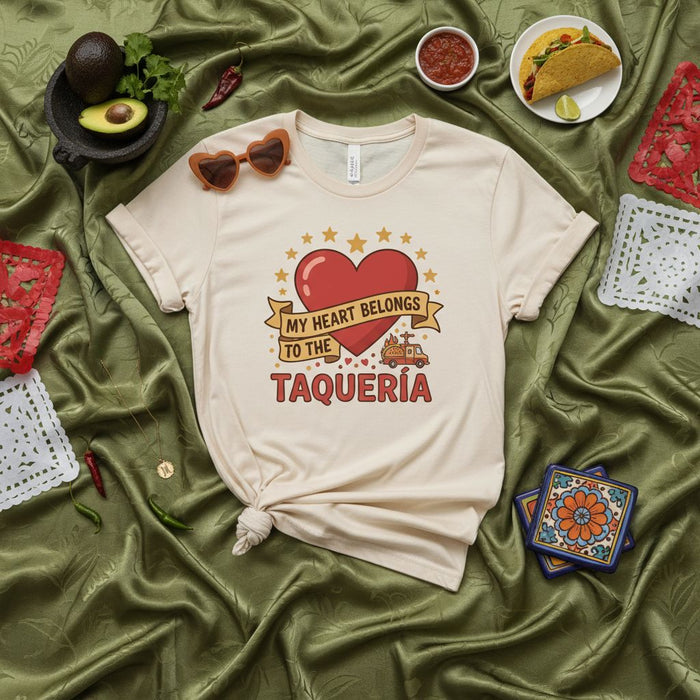 La Mia Taquería Ha Il Mio Cuore T-Shirt, Maglietta Divertente Amore Taco Truck, Regalo per Amante Cibo Messicano, Maglia Grafica Taqueria, Abbigliamento Casual Unisex